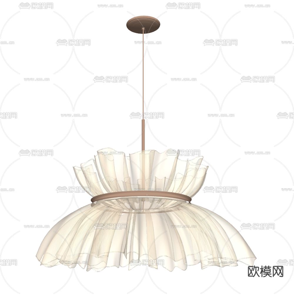 法式吊灯 轻纱吊灯su模型下载（渲染图2）