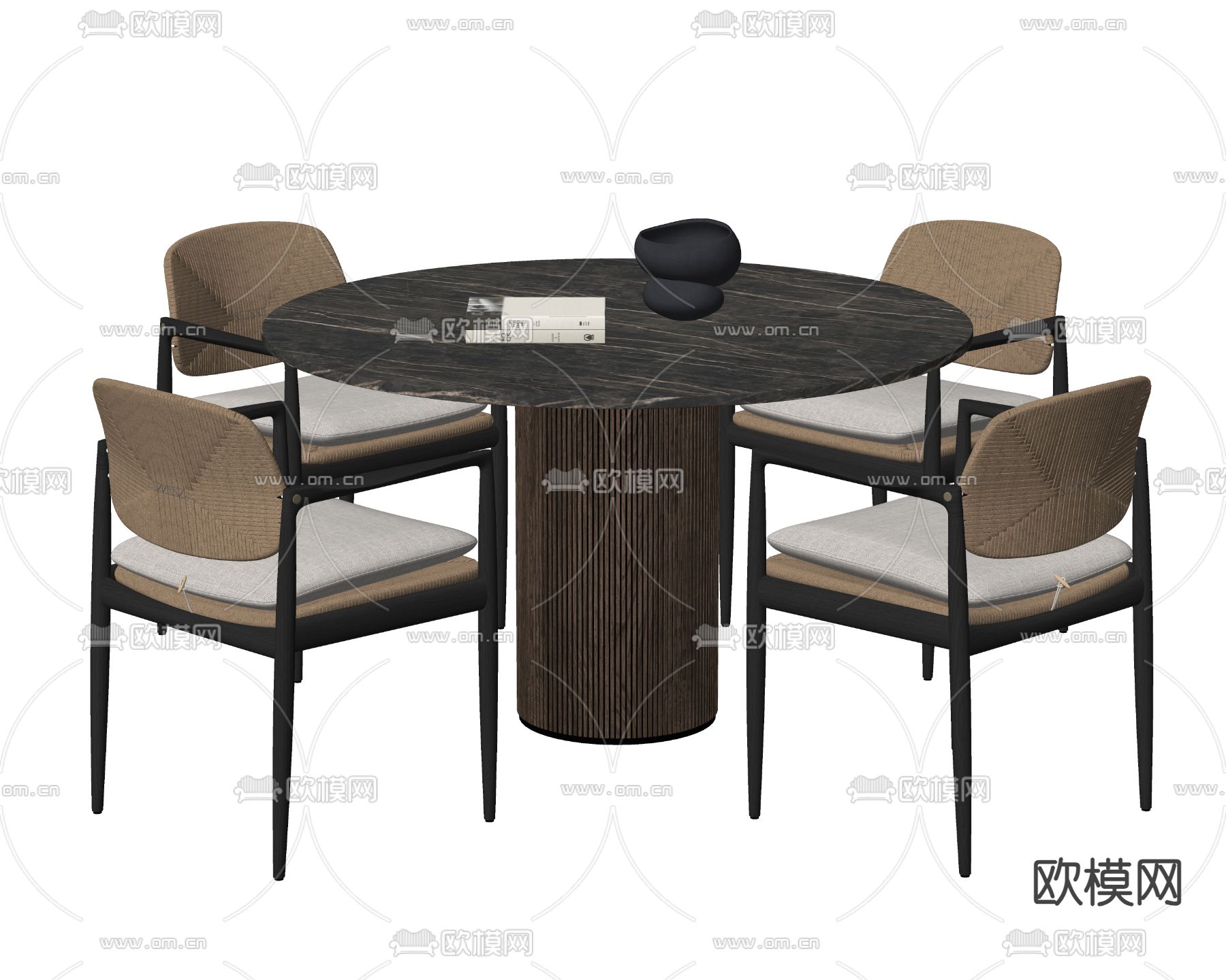 现代餐桌椅su模型下载（渲染图2）