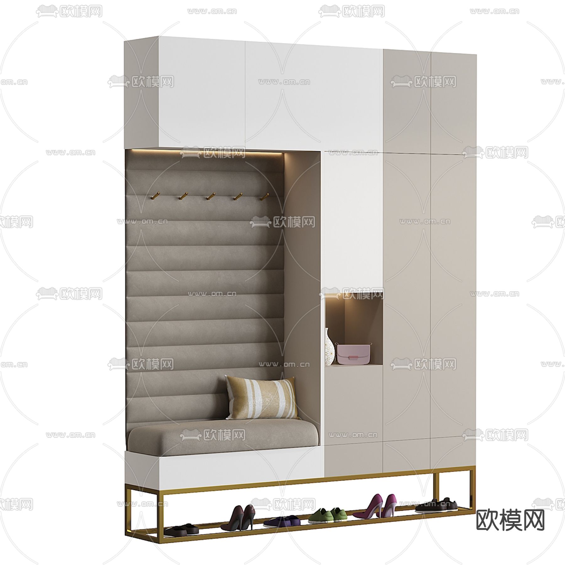 现代鞋柜 换鞋凳3d模型下载