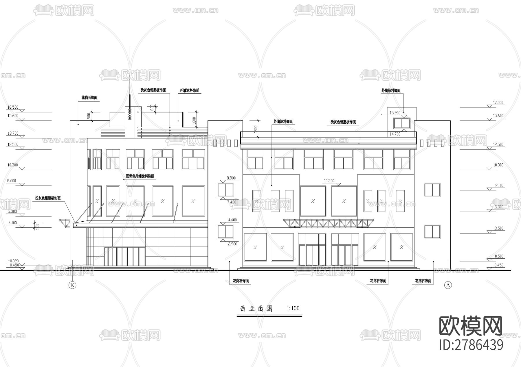 三层综合商场CAD施工图下载（渲染图4）