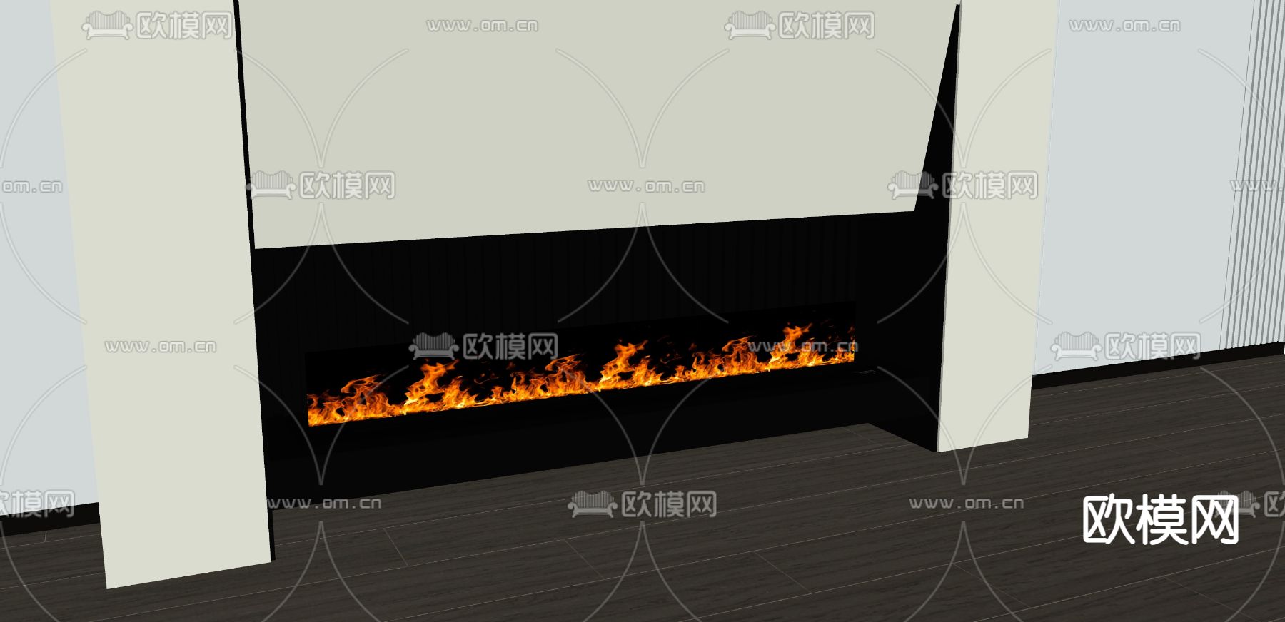 现代壁炉su模型下载（渲染图2）