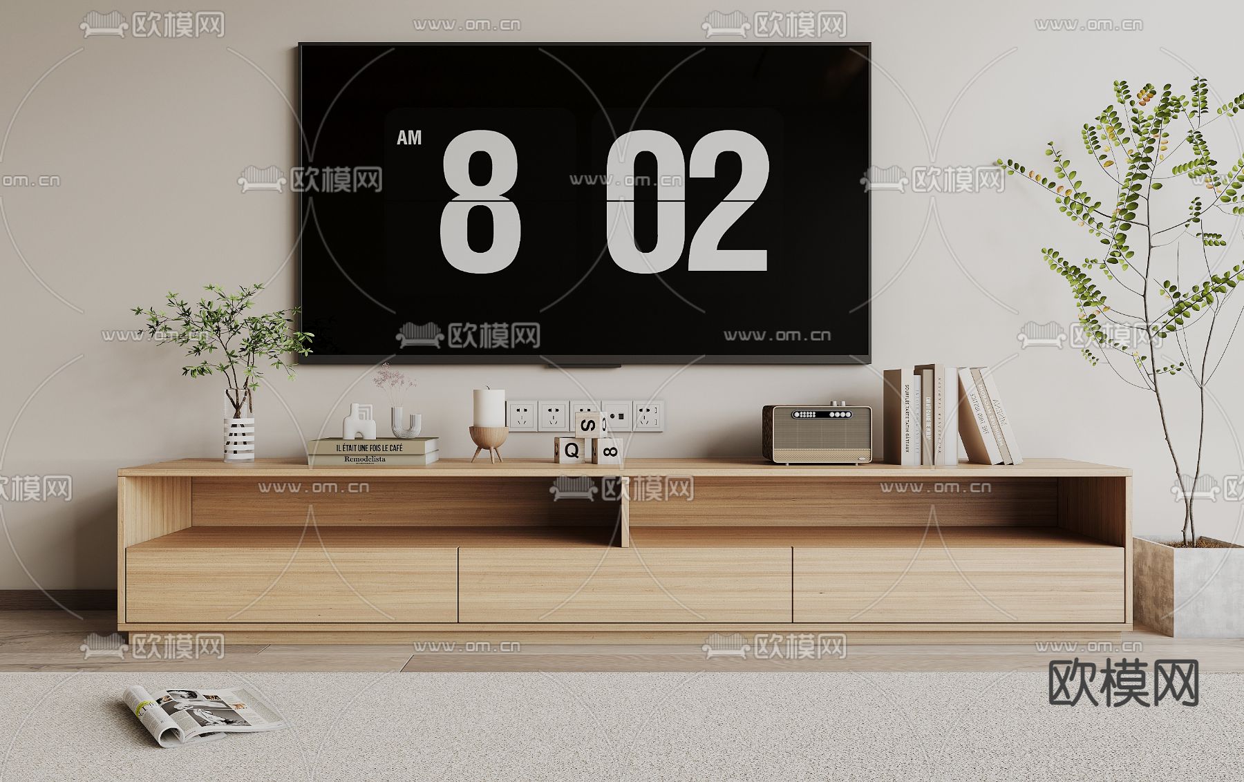 北欧电视柜3d模型下载