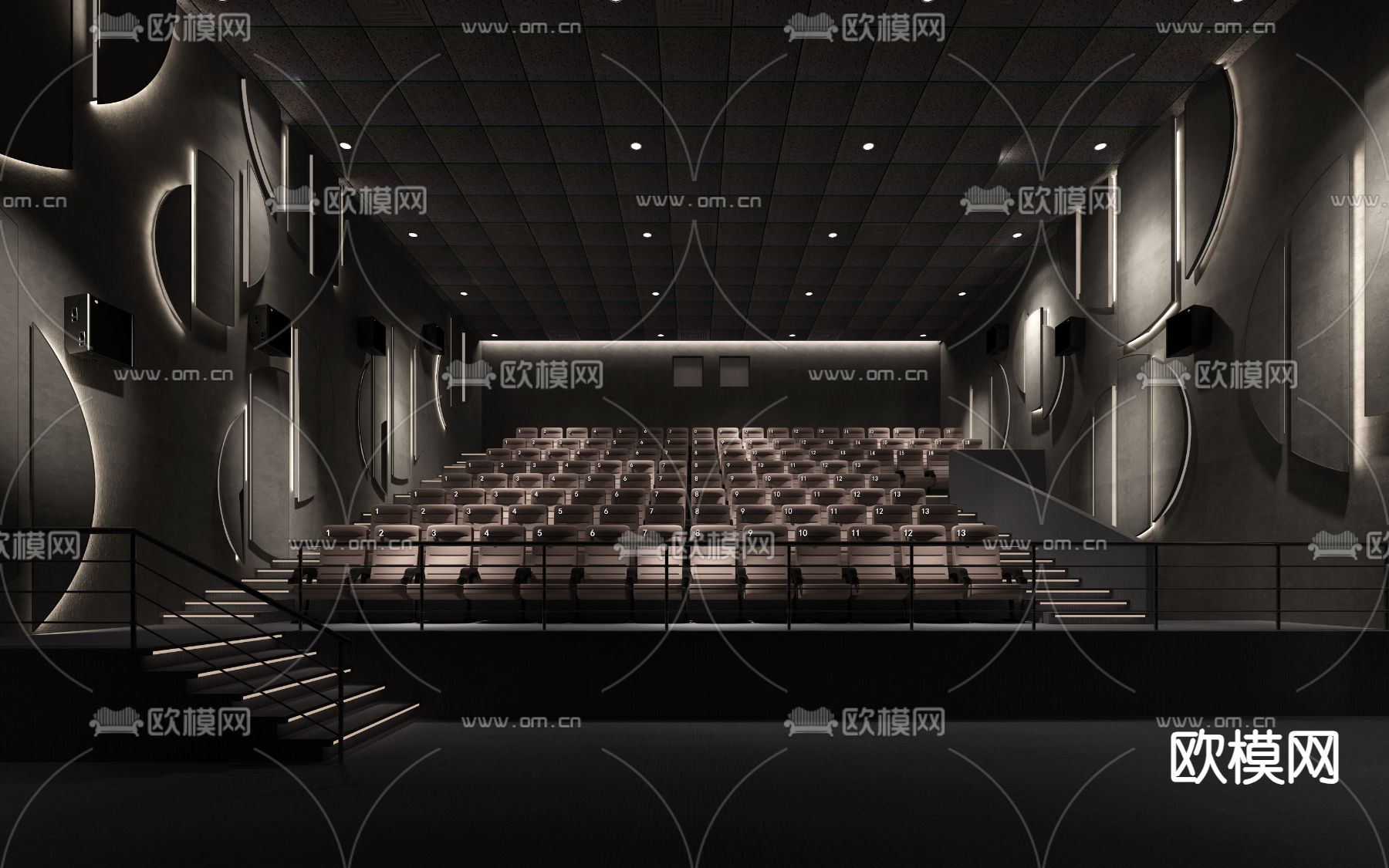 现代电影院 巨幕厅su模型下载（渲染图1）
