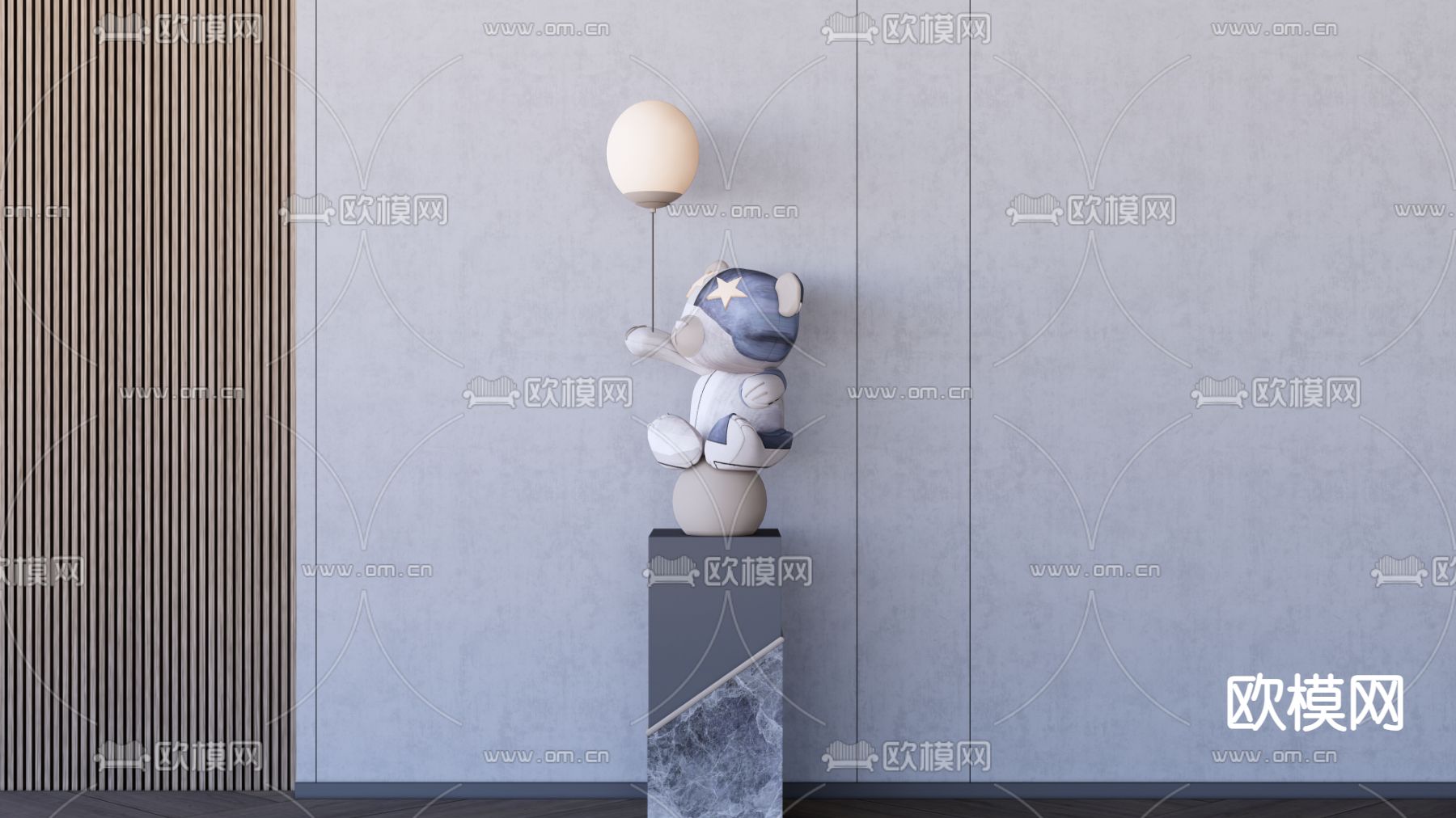 轻奢卡通雕塑su模型下载（渲染图2）