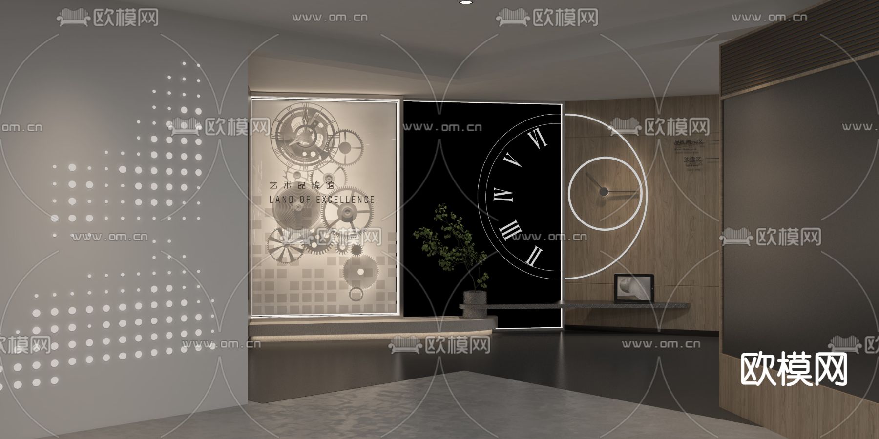 现代展厅su模型下载（渲染图1）