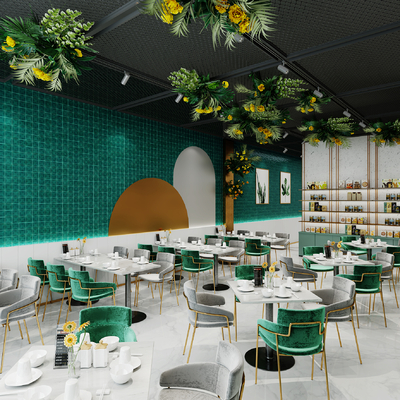  现代西餐厅su模型 