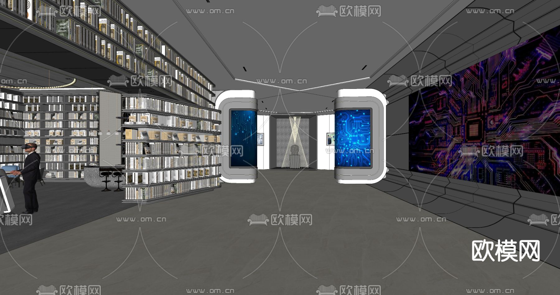 图书馆书店 书吧su模型下载（渲染图2）