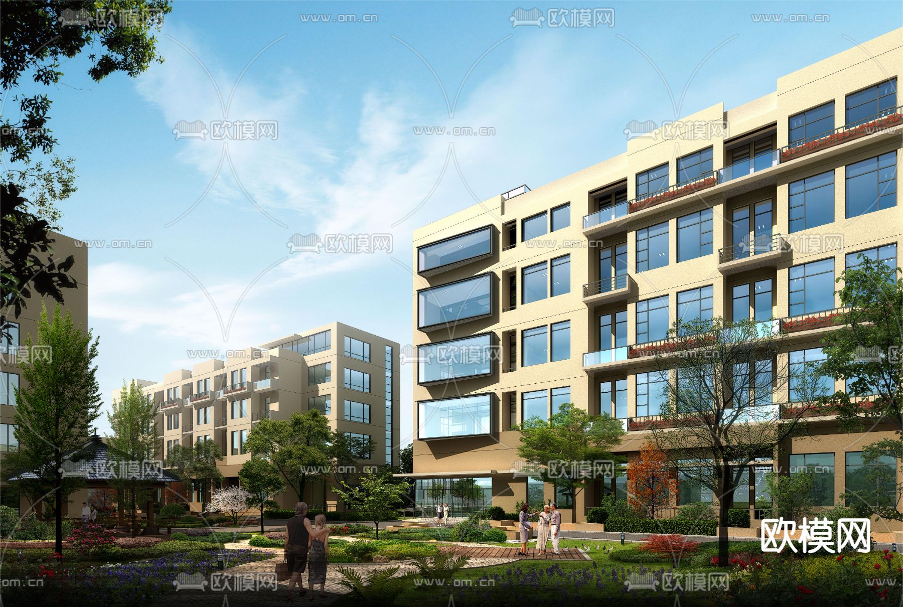 养老院鸟瞰su模型下载_ID14221458_sketchup模型下载-欧模网