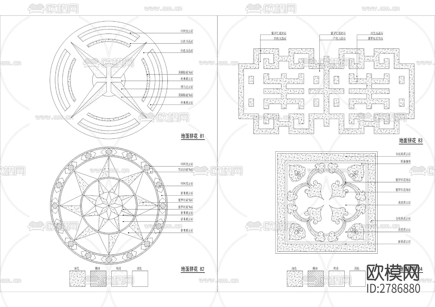 中式欧式地砖拼花CAD图库下载（渲染图9）