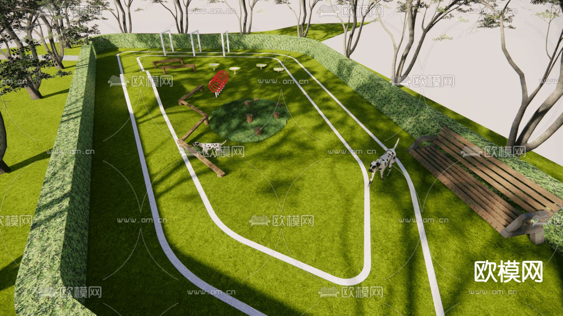 宠物乐园 景观公园su模型下载（渲染图3）