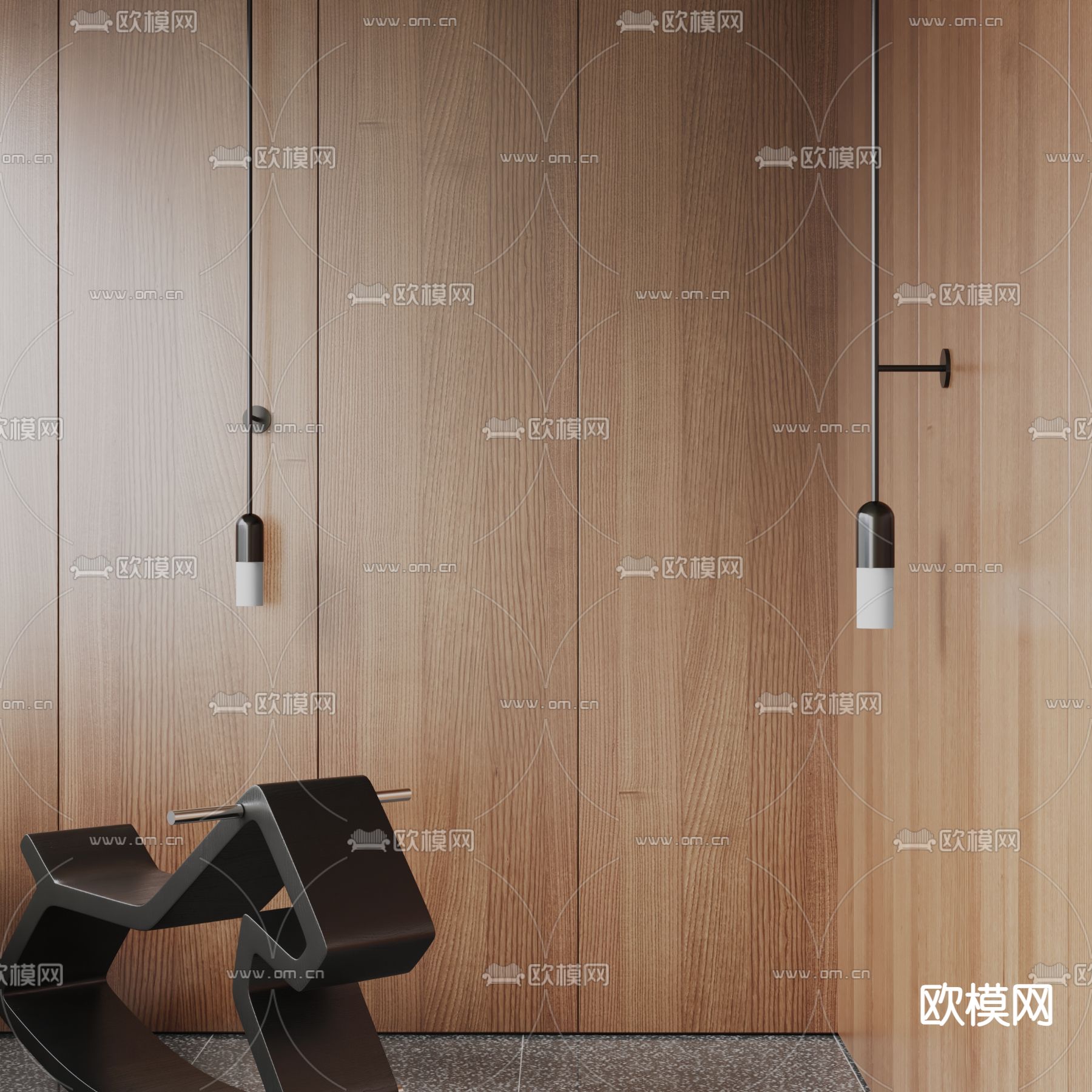 现代壁灯su模型下载（渲染图1）