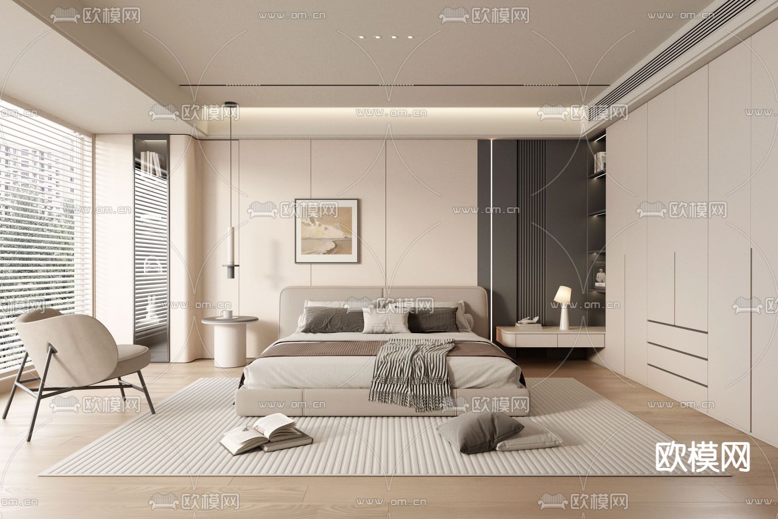 现代卧室 主卧3d模型下载