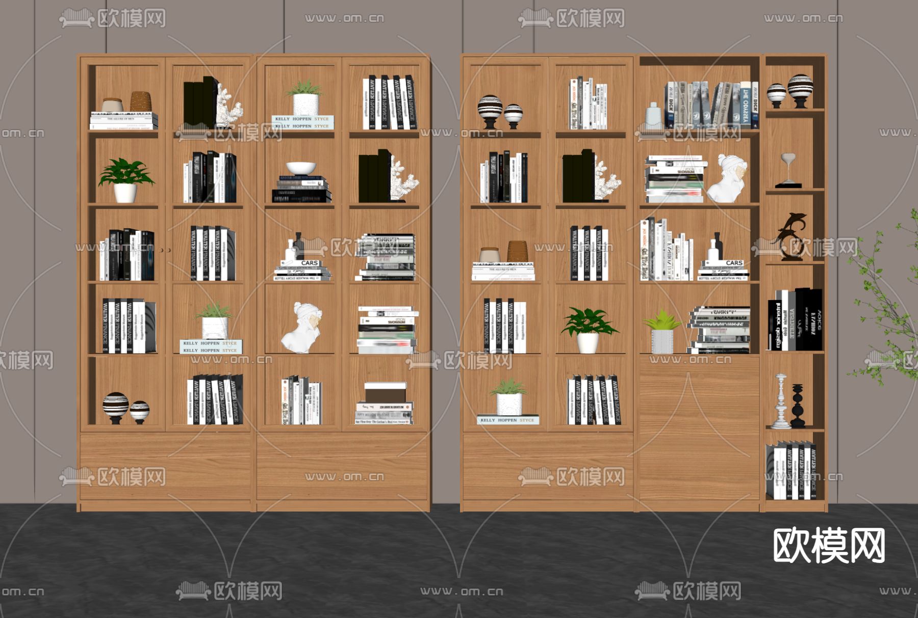 北欧书柜su模型下载（渲染图2）