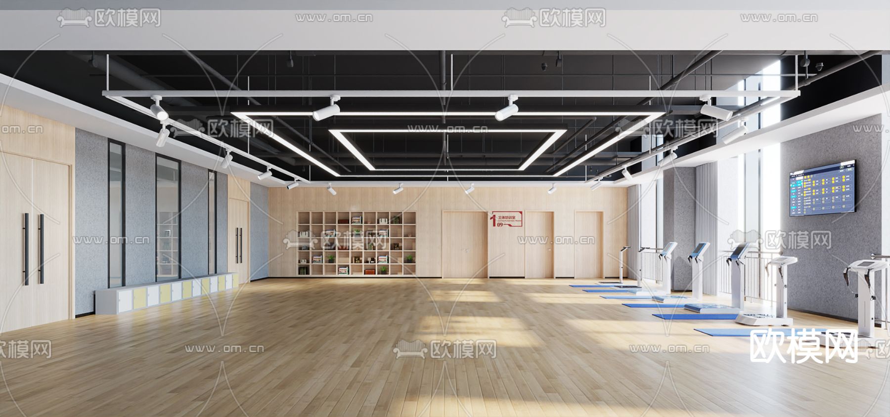 健身体测中心su模型下载（渲染图1）