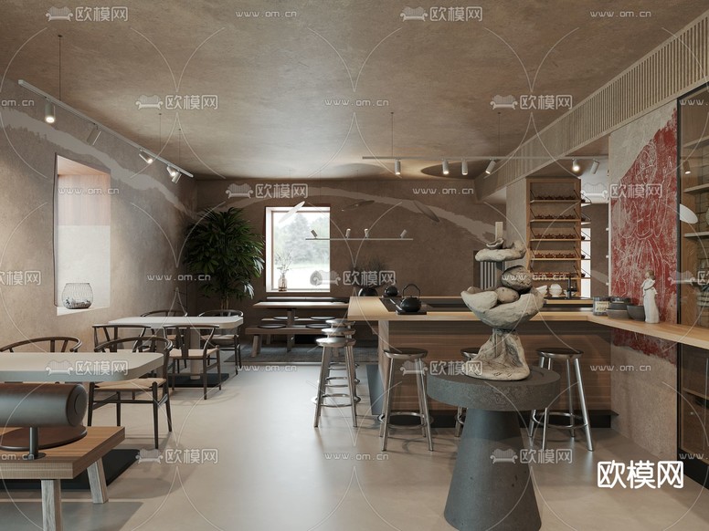 自然风茶餐厅3d模型下载(渲染图2)