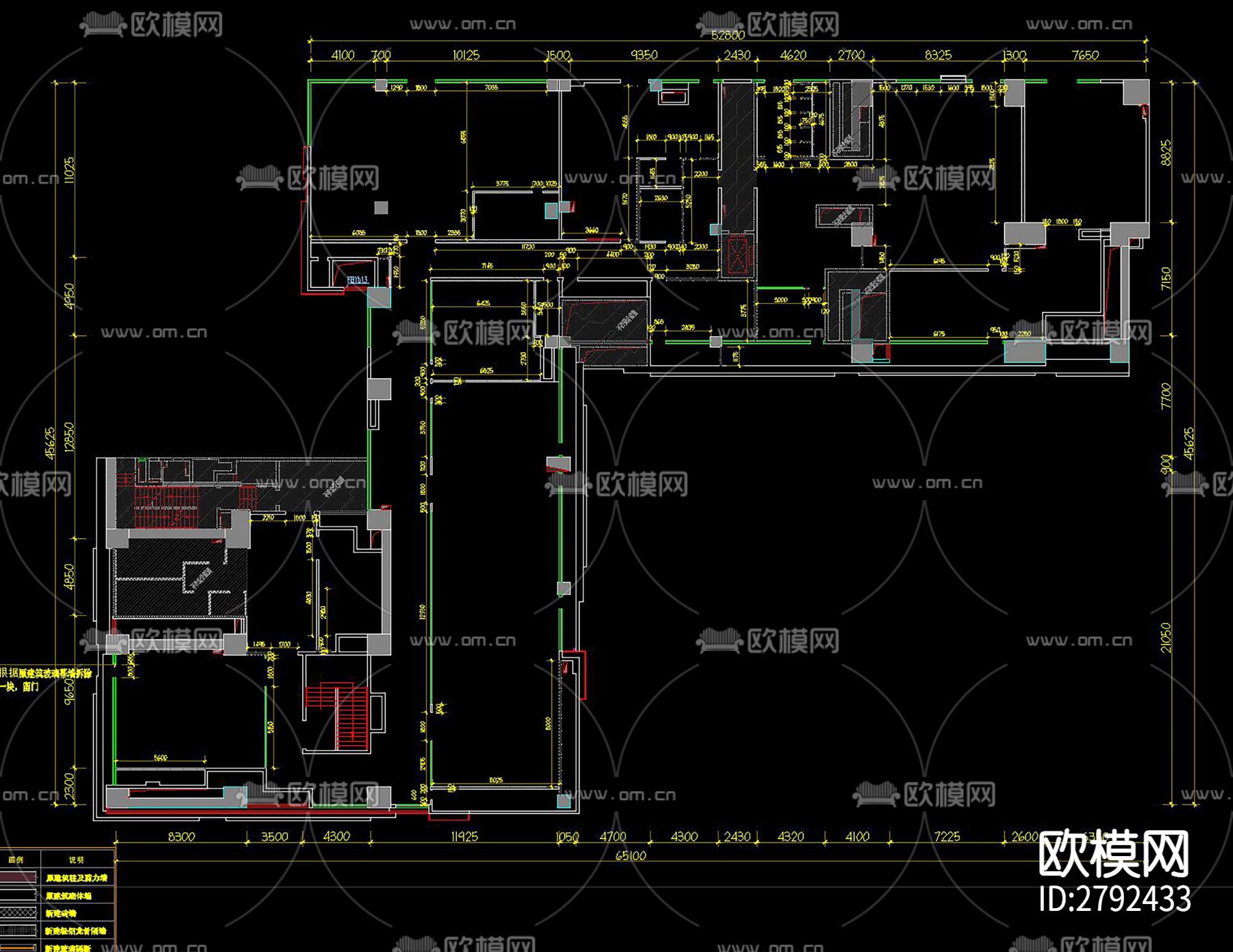 党群服务中心装饰设计CAD施工图下载（渲染图1）