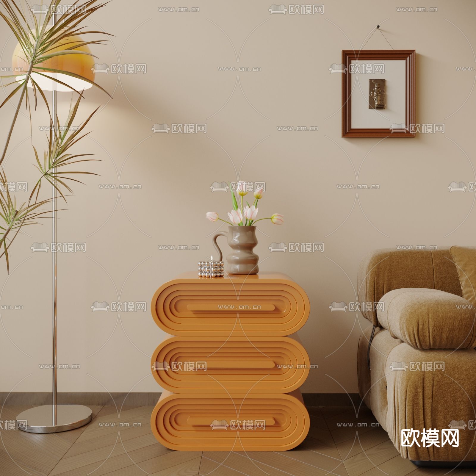 中古风角几 边几3d模型下载