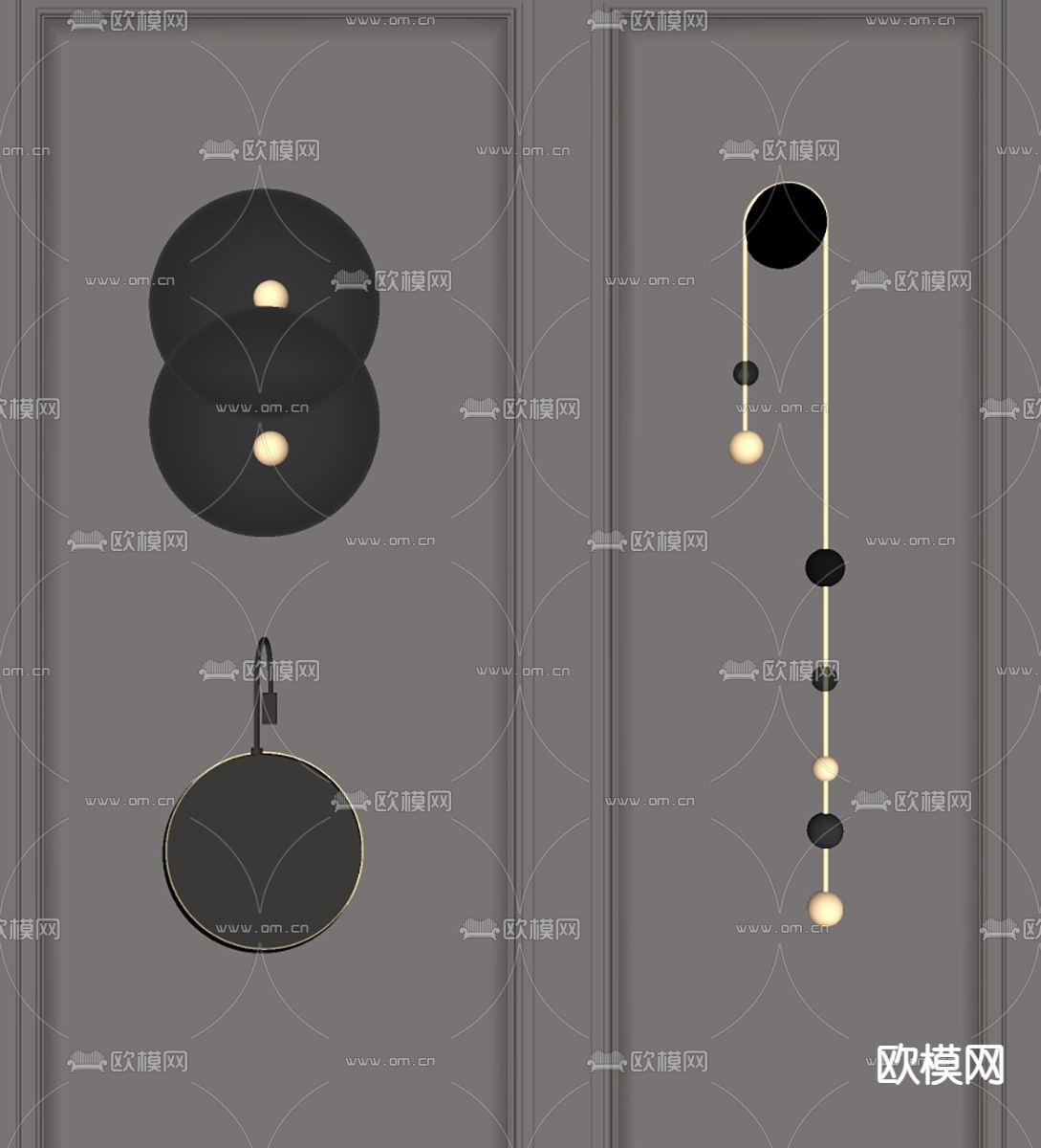 现代壁灯su模型下载（渲染图2）