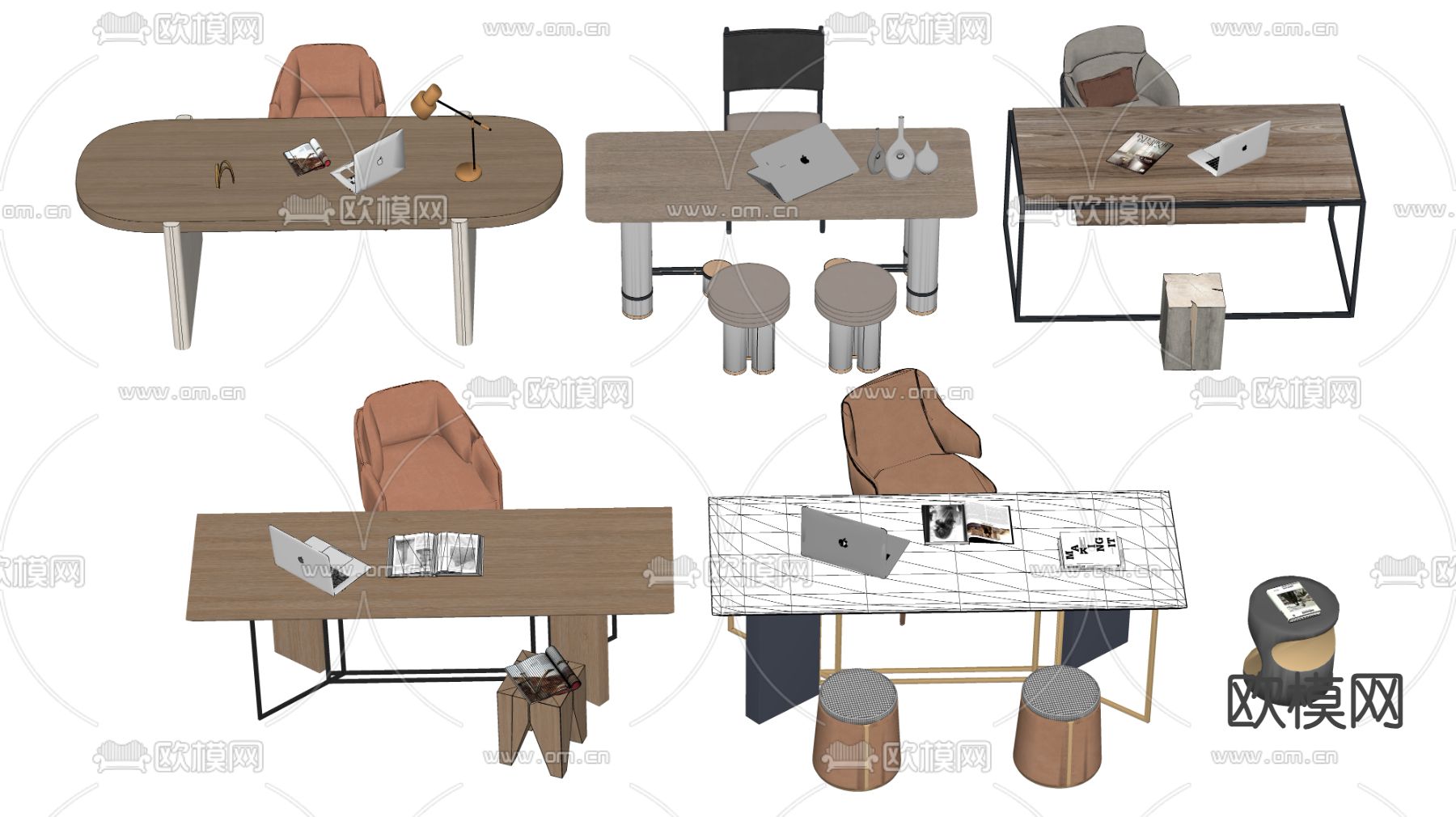 现代书桌椅su模型下载（渲染图2）