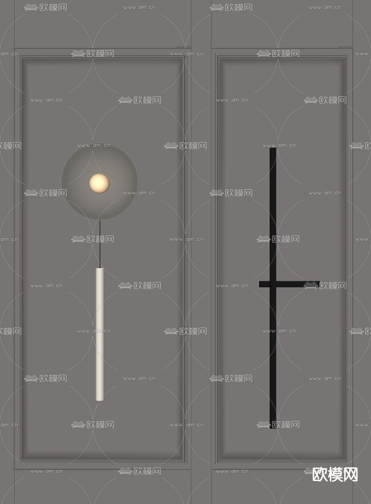 现代壁灯su模型下载（渲染图2）