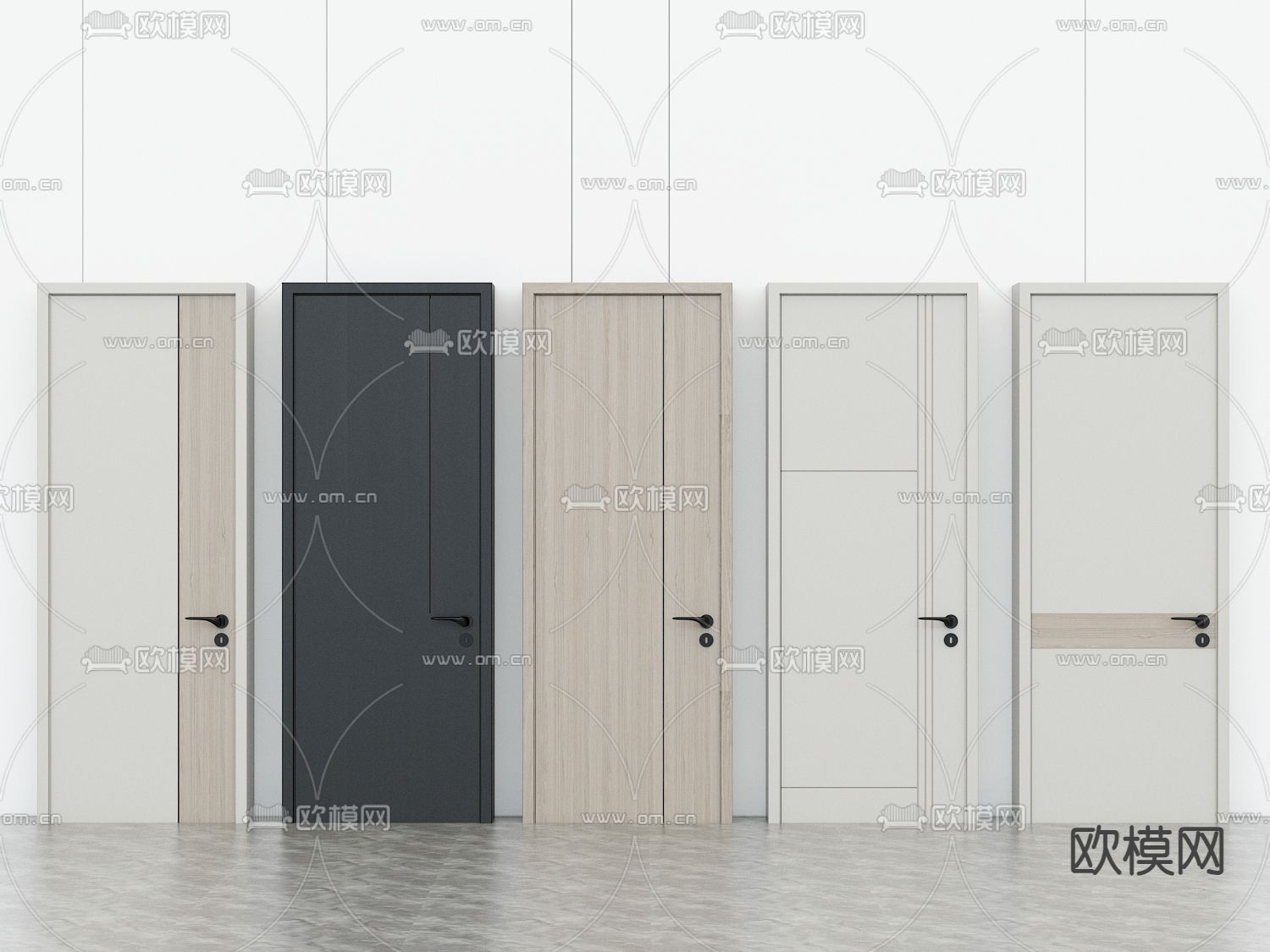 单开门 卧室门su模型下载（渲染图1）