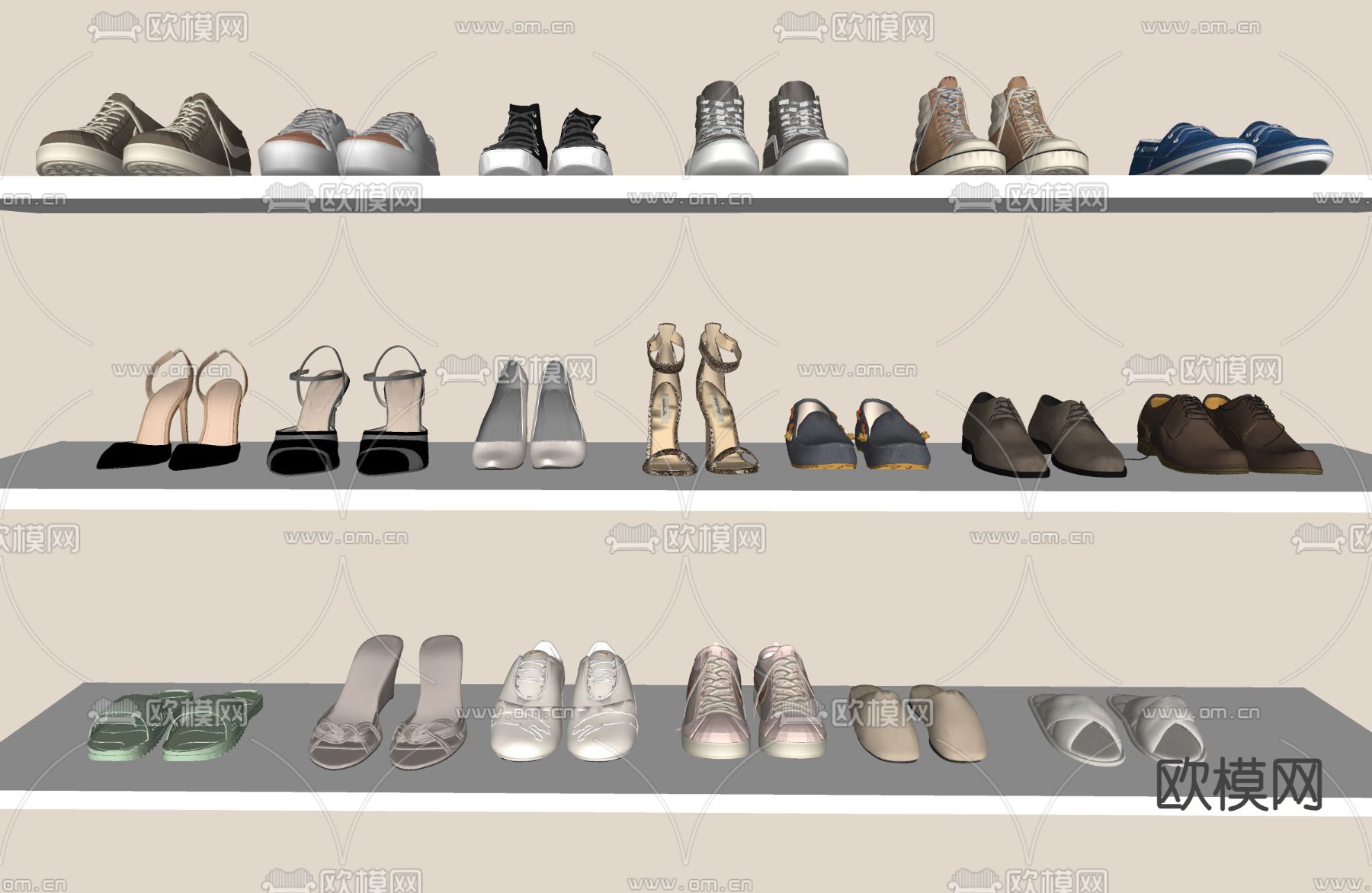 鞋子 高跟鞋 皮鞋su模型下载（渲染图2）