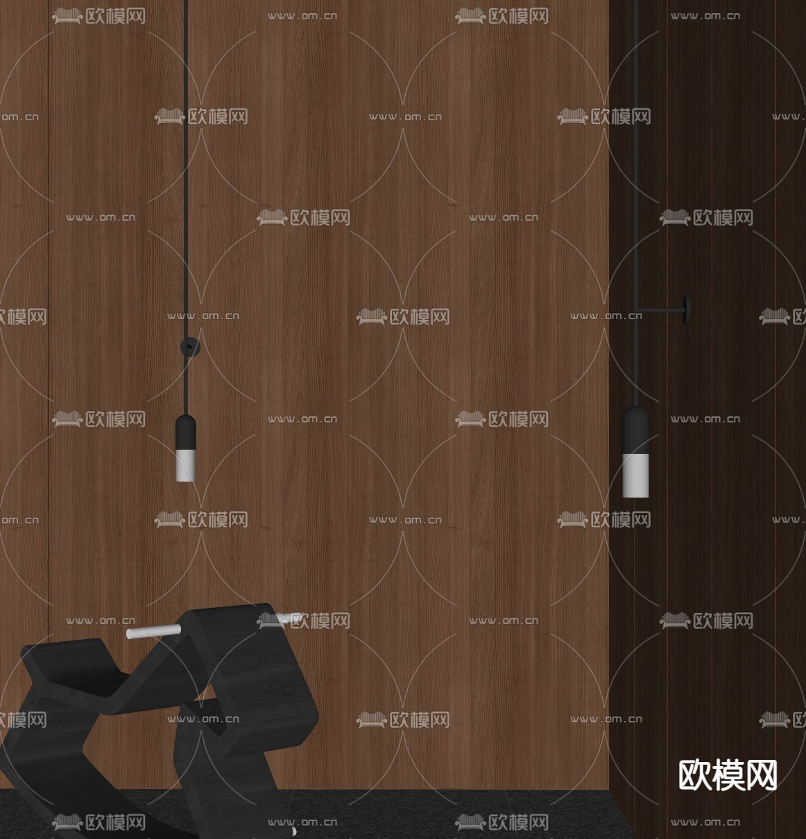 现代壁灯su模型下载（渲染图2）