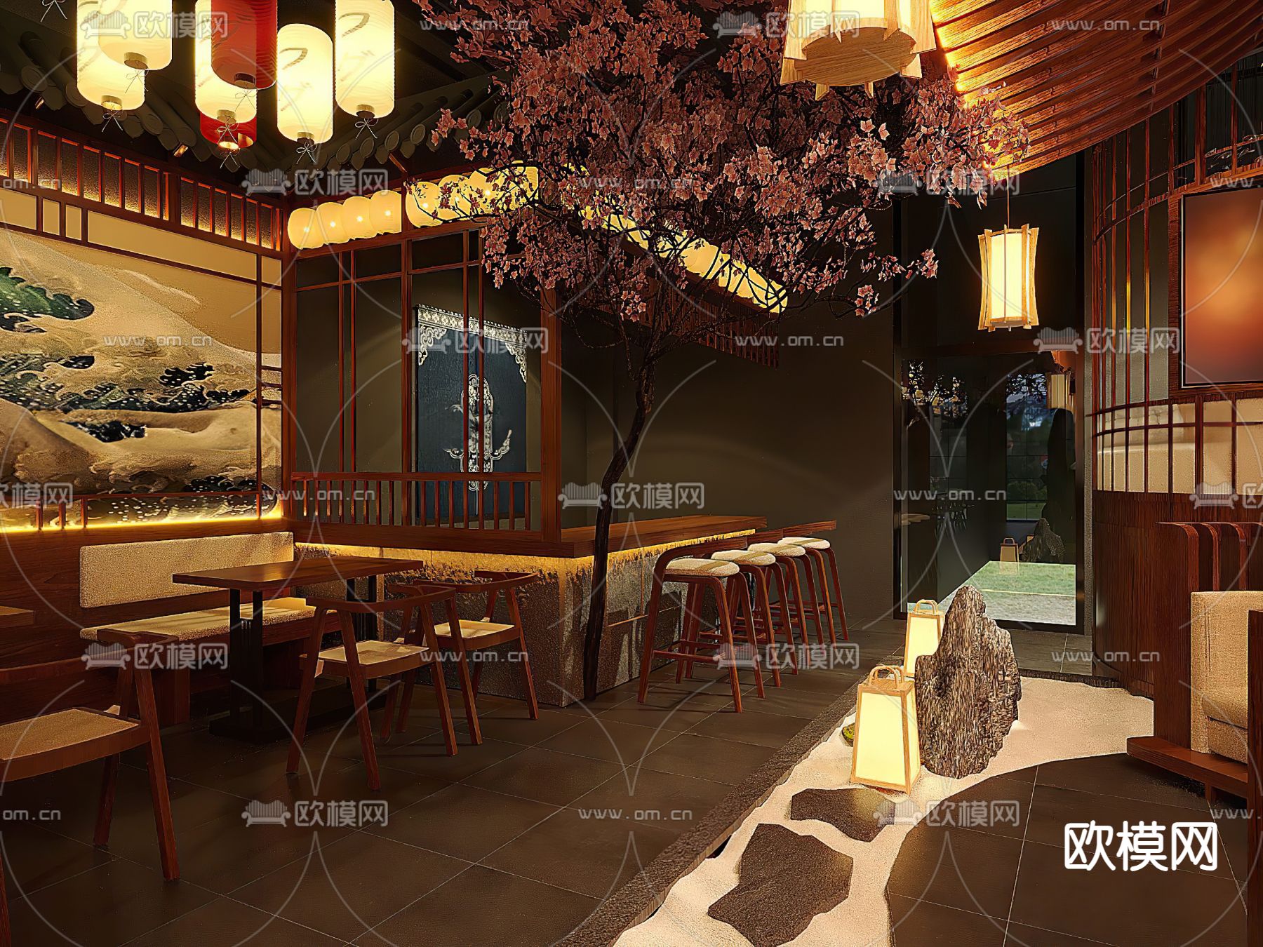 日式餐厅 料理店 居酒屋3d模型下载_ID14220654_3dmax免费模型-欧模网