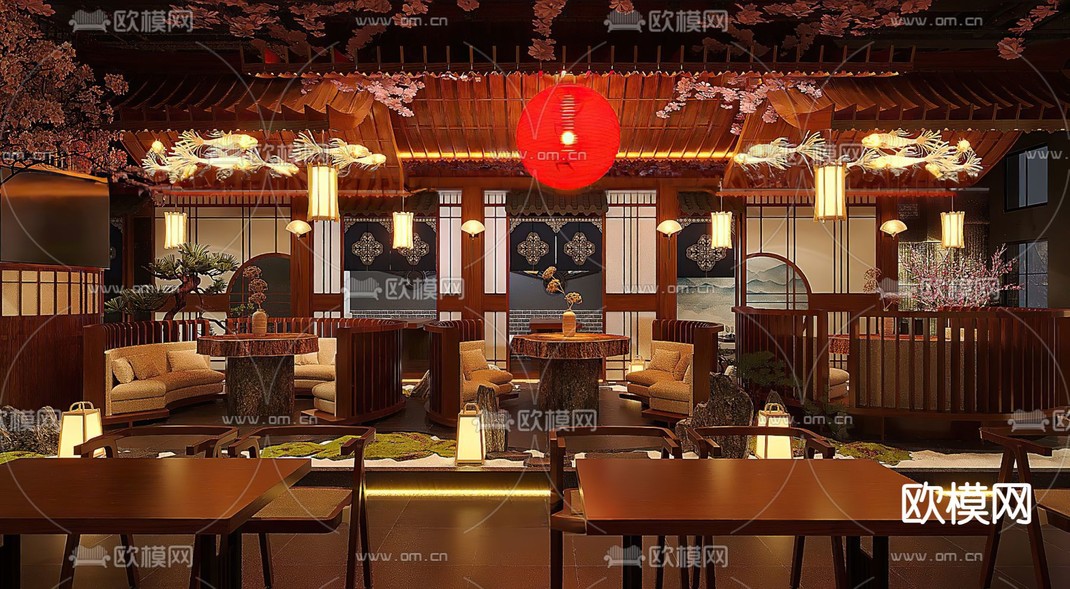 日式餐厅 料理店 居酒屋3d模型下载_ID14220654_3dmax免费模型-欧模网