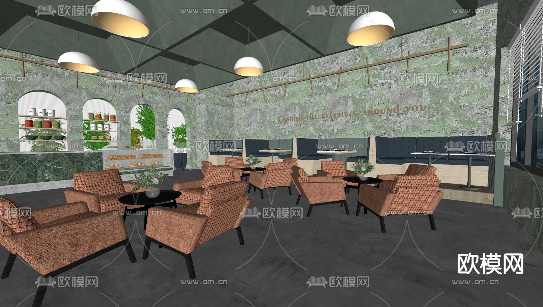 现代咖啡厅su模型下载（渲染图2）