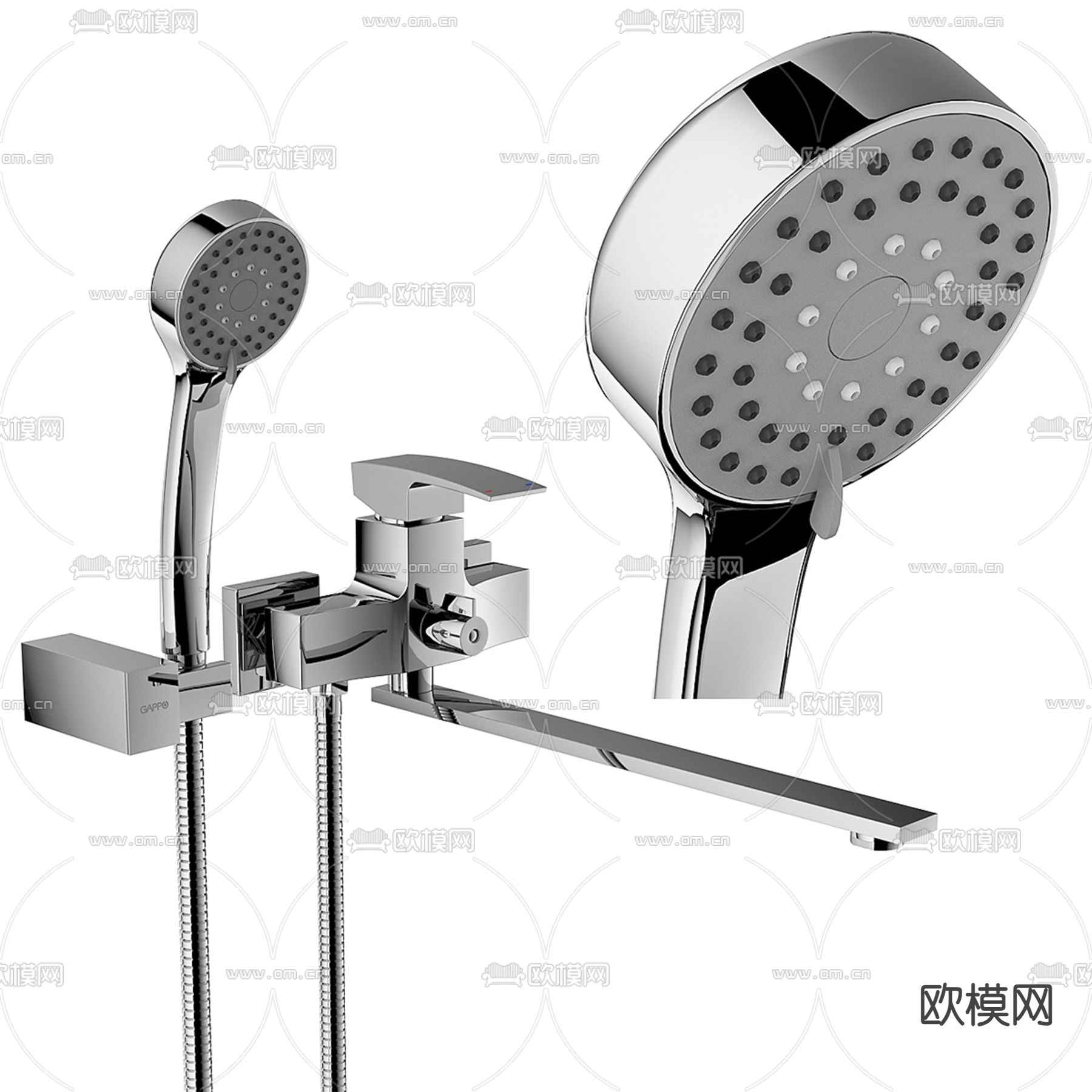 淋浴喷头 花洒 水龙头3d模型下载（渲染图1）