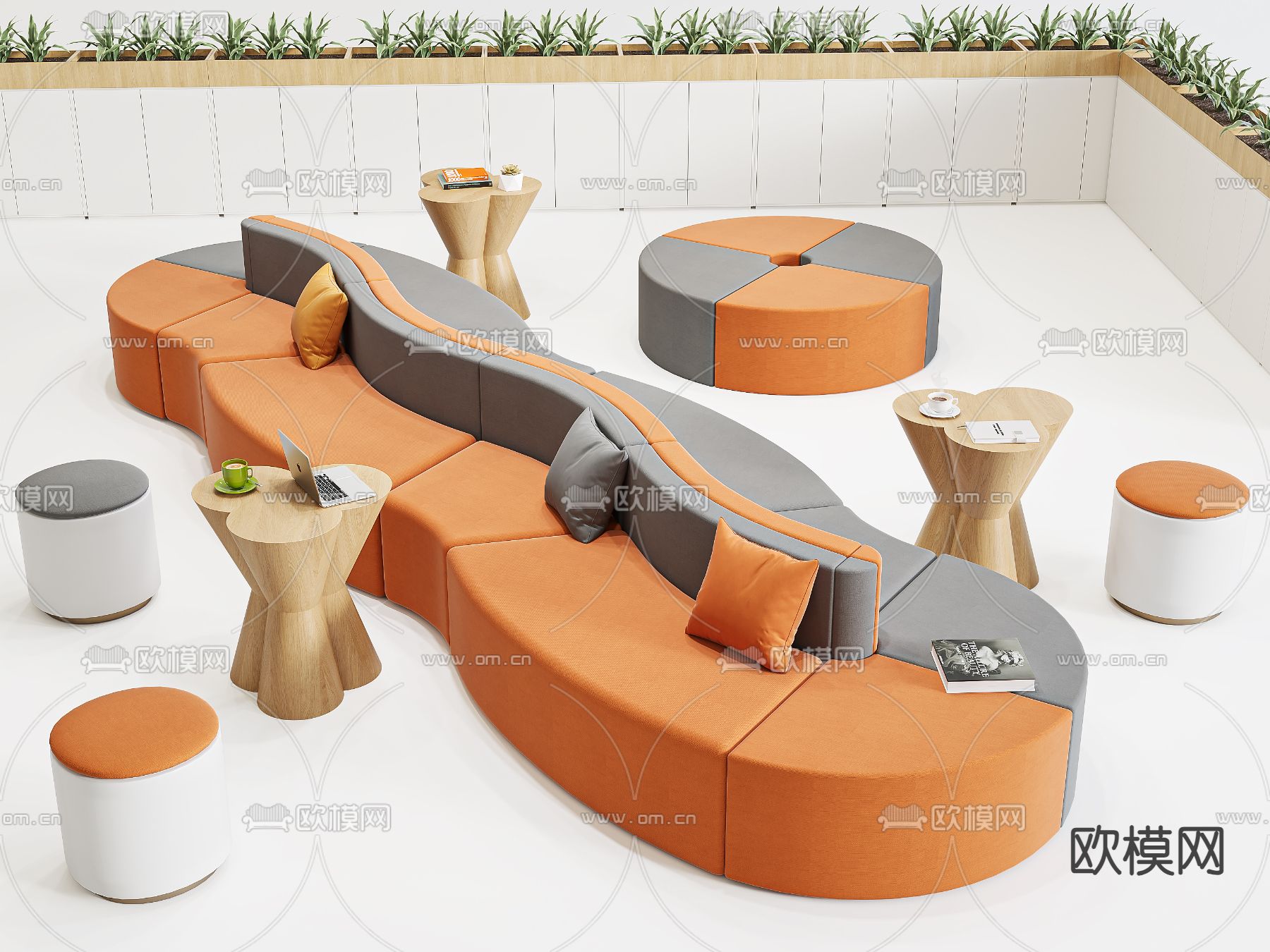 办公沙发 大堂沙发 公共沙发3d模型下载