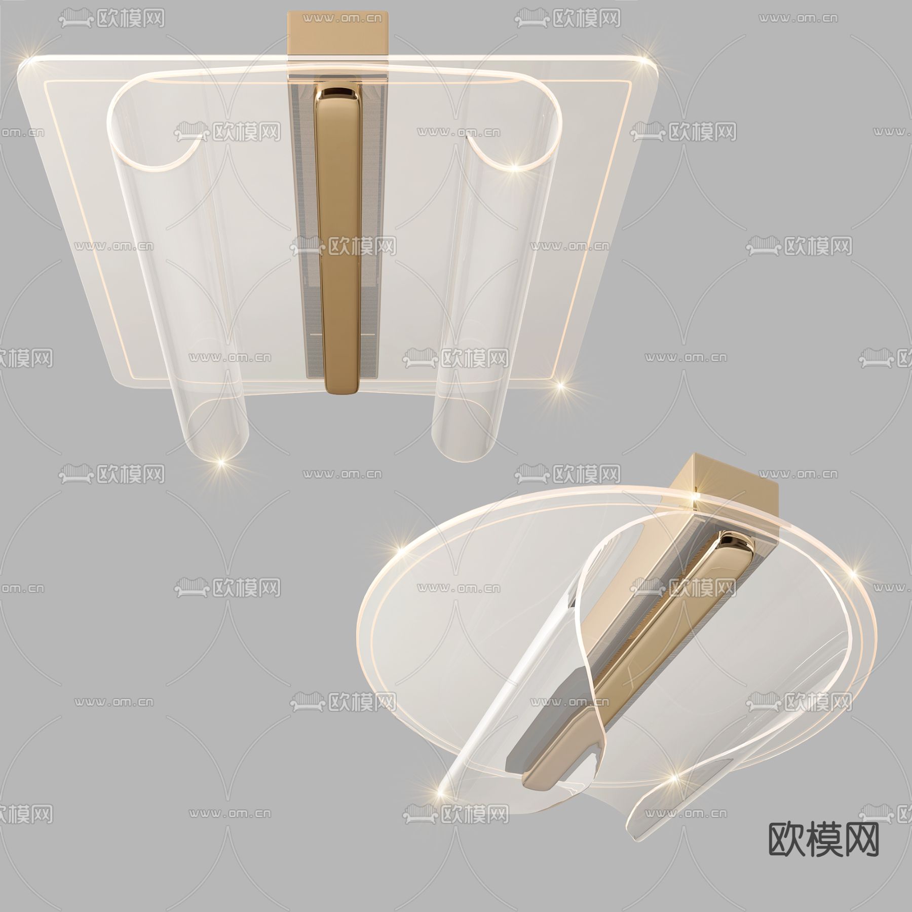 几何吸顶灯3d模型下载