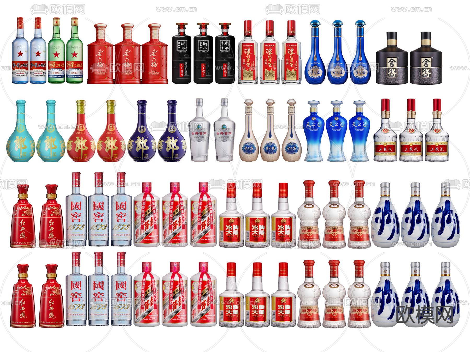 酒瓶 酒坛 酒罐 白酒su模型下载（渲染图2）