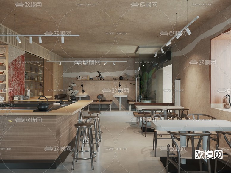自然风茶餐厅3d模型下载(渲染图3)