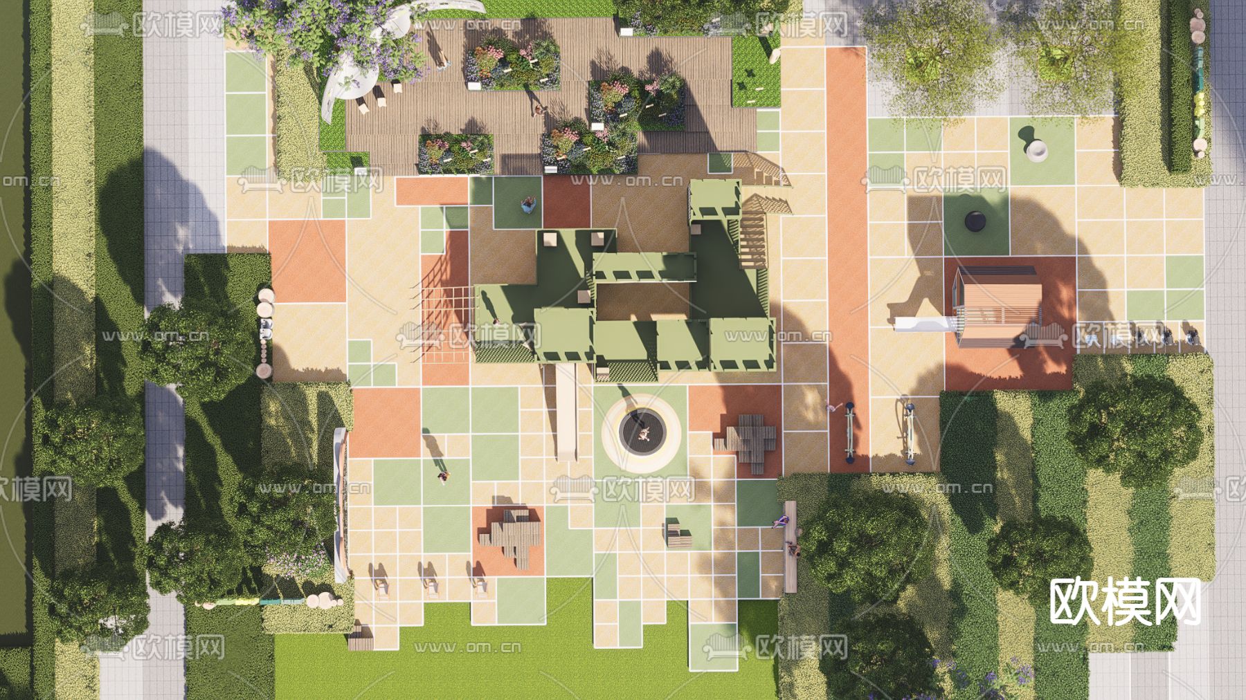 现代儿童游乐区su模型下载（渲染图4）