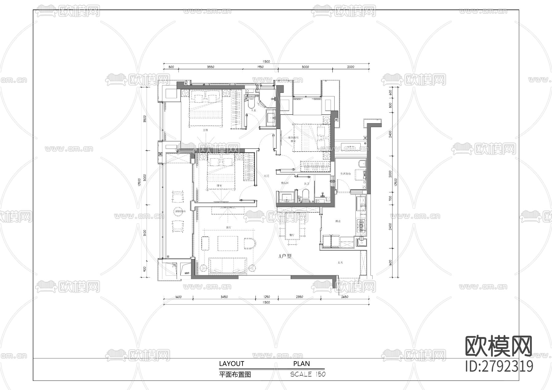 中交·中央公园（C102-1／06地块）项目（1~4号楼）室CAD施工图下载（渲染图9）