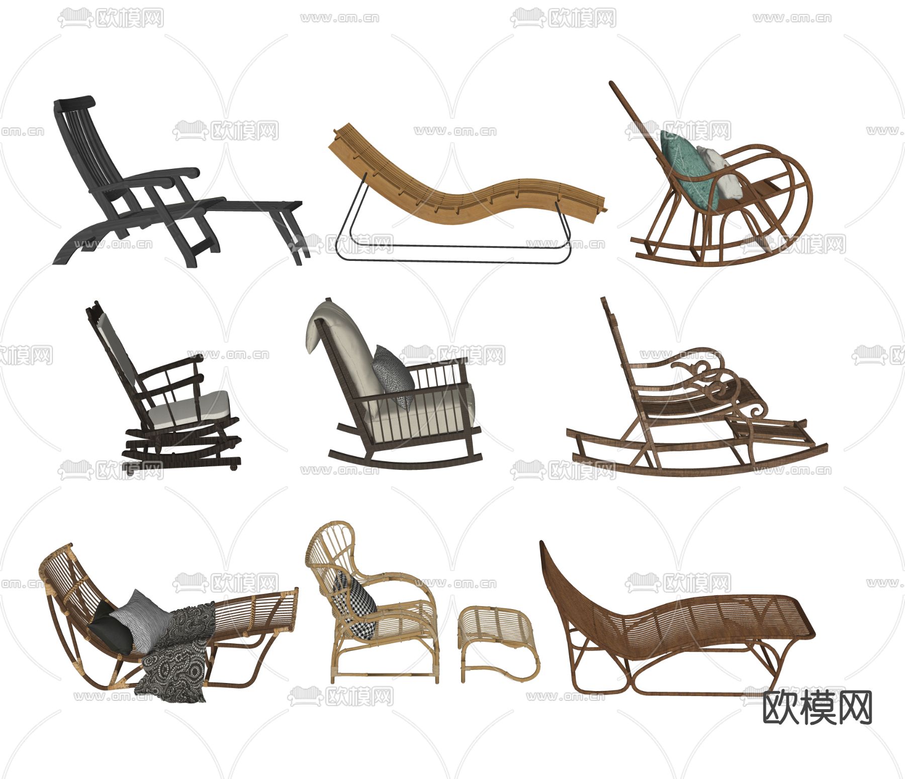 躺椅 休闲椅su模型下载（渲染图2）
