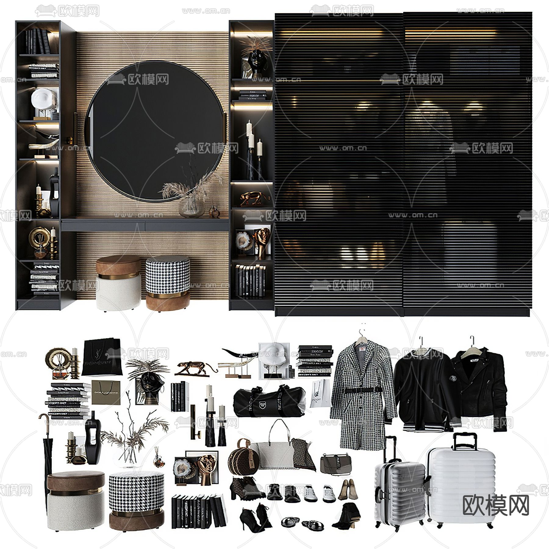 一体衣柜 衣橱3d模型下载