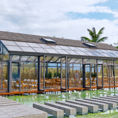 现代阳光房 玻璃房 乡村茶馆su模型