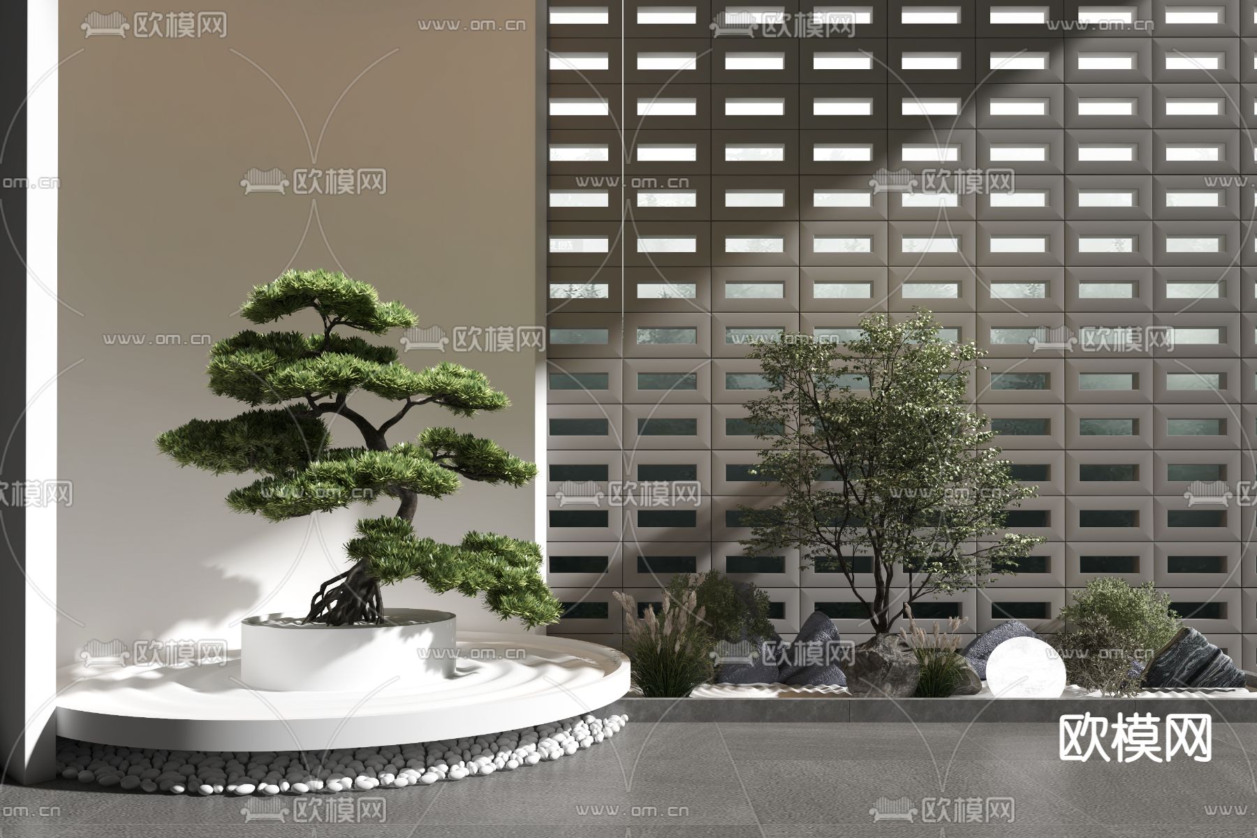 绿植造景 植物堆su模型下载（渲染图1）