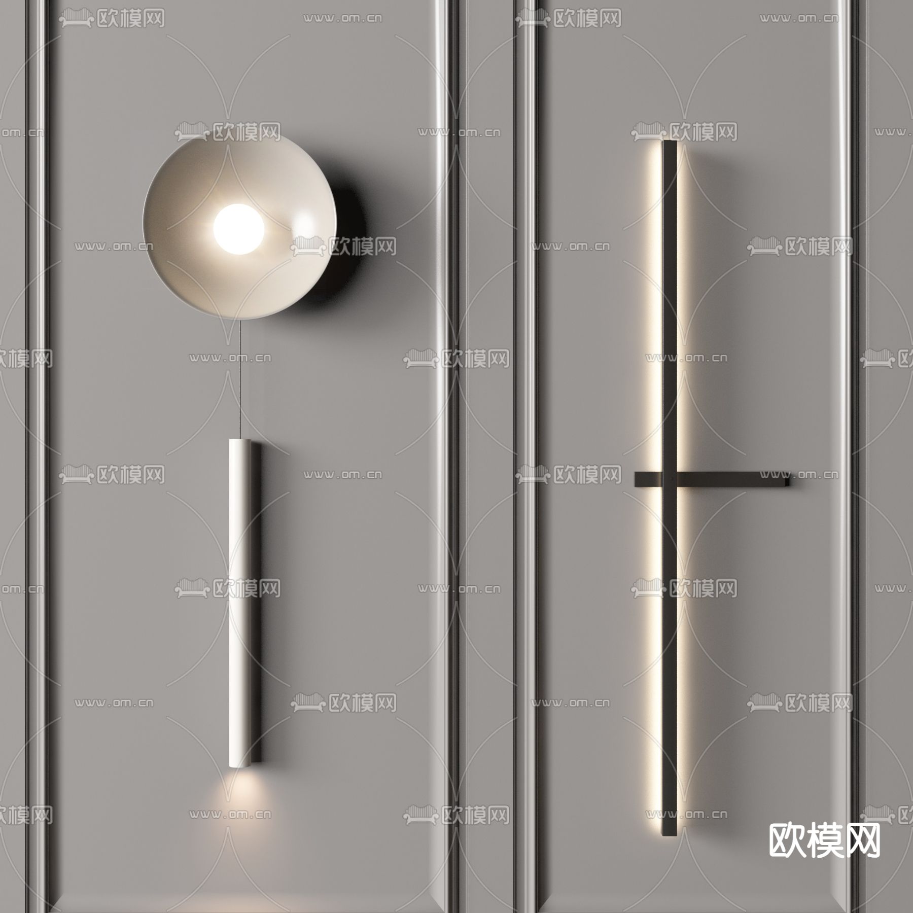 现代壁灯su模型下载（渲染图1）
