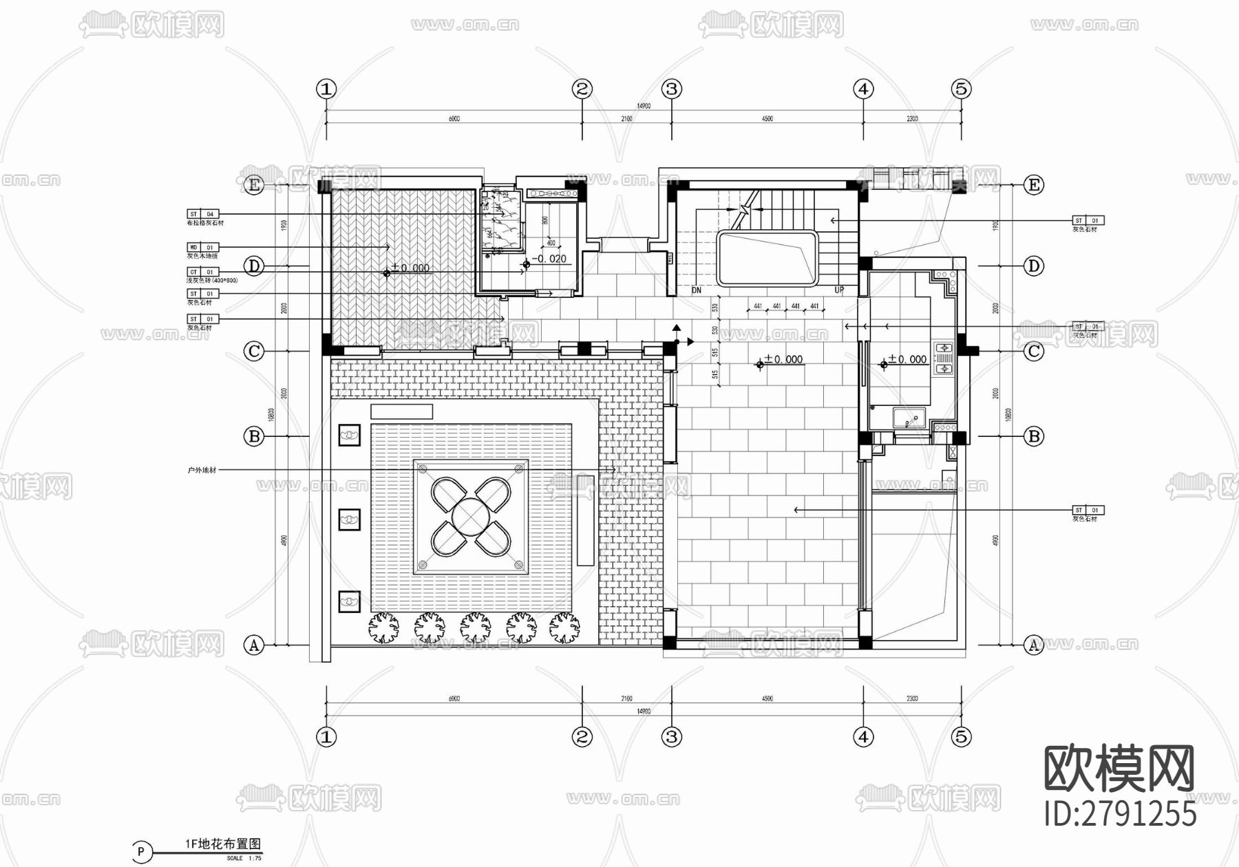 四层小别墅家装室内CAD施工图下载（渲染图4）
