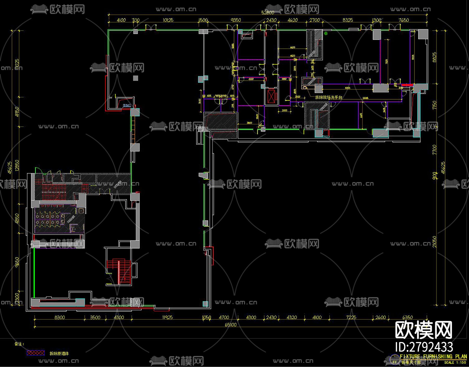 党群服务中心装饰设计CAD施工图下载（渲染图3）