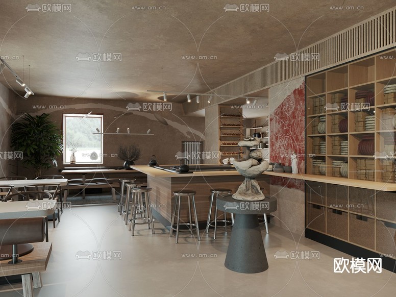 自然风茶餐厅3d模型下载(渲染图1)