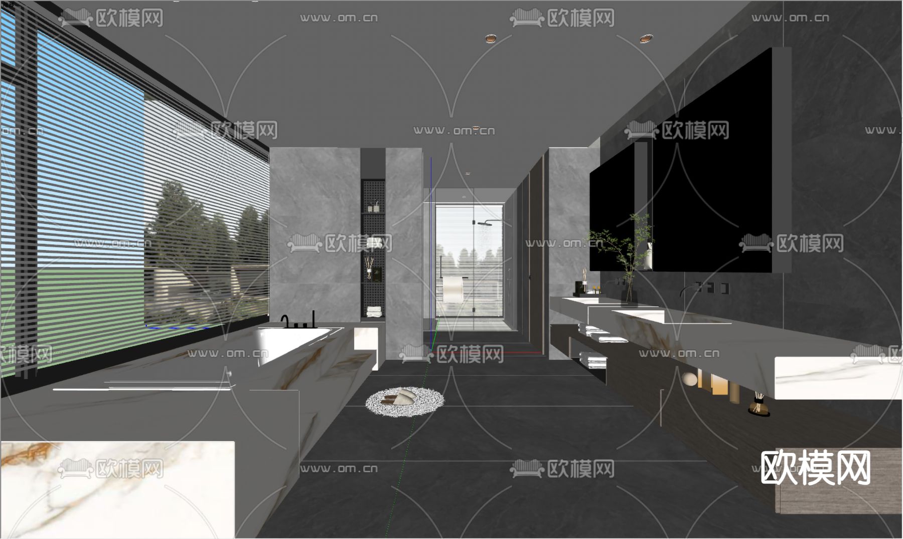 轻奢卫生间 浴室su模型下载（渲染图2）