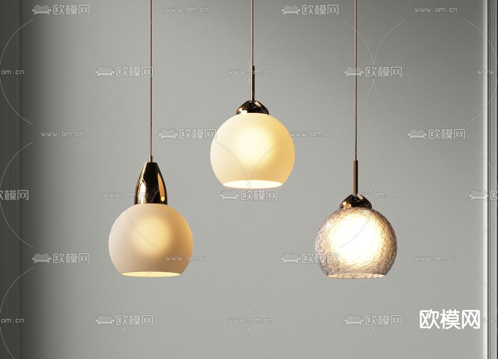 现代球形吊灯su模型下载（渲染图1）