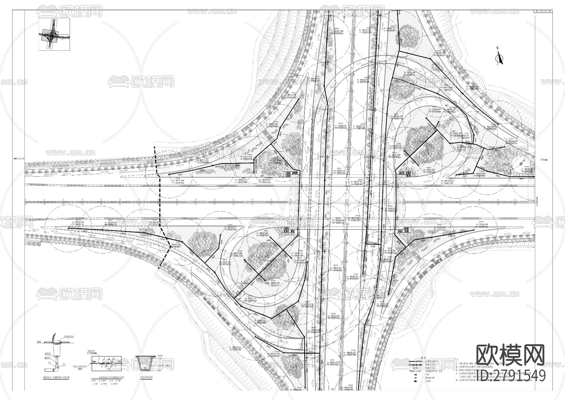 椿萱大道一期绿化工程CAD施工图下载（渲染图7）