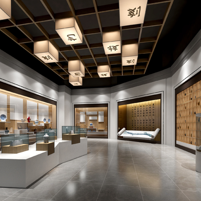  新中式非遗展厅su模型 