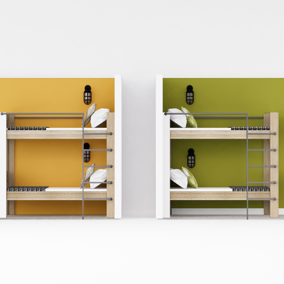  上下铺 高低床 双层床su模型 